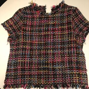 Zara tweed short sleeve shirt